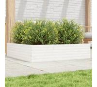 vidaXL Bac à plantes blanc 100x100x23 cm pin massif