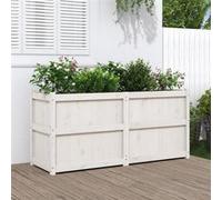 vidaXL Bac à plantes blanc 150x50x70 cm pin massif