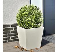 Jardinière blanc 40x40x40 cm acier, jardinière d'extérieur, boîte à fleurs, boîte de jardin, jardinière de patio, 851054