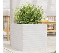 vidaXL Bac à plantes en pin massif 50x50x45,5 cm blanc