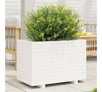 vidaXL Bac à plantes blanc 70x40x49,5 cm pin massif