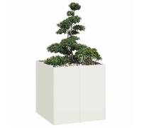 vidaXL Bac à plantes blanc 80x80x80 cm acier