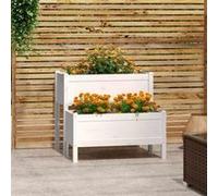 vidaXL Jardinière blanc 84,5x84x75 cm bois massif de pin 822258 Blanc G