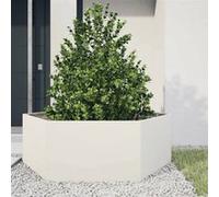 vidaXL Bac à plantes hexagonal blanc 138x120x45 cm acier