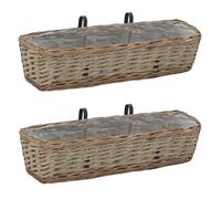 vidaXL Jardinière de balcon 2 pcs Osier avec doublure en PE 60 cm