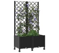 vidaXL Bac à plantes avec treillis et roulettes, noir, 80 x 40 x 146 cm, PP