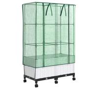 vidaXL Jardinière de jardin avec couvercle de serre et roues, lot de 2, blanc
