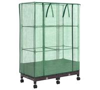 vidaXL Jardinière de jardin avec couvercle de serre et roues, lot de 2, couleur marron