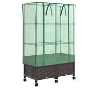 vidaXL Jardinière de jardin avec couvercle de serre et roues, lot de 2, couleur marron