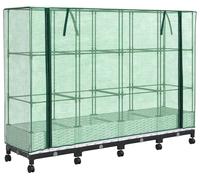 vidaXL Jardinière de jardin avec couvercle de serre et roues, lot de 4, blanche