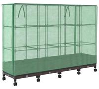 vidaXL Jardinière de jardin avec couvercle de serre et roues, lot de 4, couleur marron