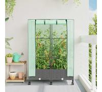 vidaXL Jardinière de jardin avec couverture de serre et roues 2 pc PP