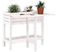 vidaXL Jardinière avec plateau rabattable blanc pin massif