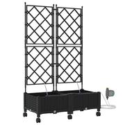 vidaXL Jardinière de jardin avec système d'arrosage et roues, 2 pièces, noire, en polypropylène (PP)