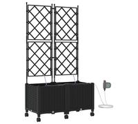 vidaXL Jardinière de jardin avec système d'arrosage et roues, 2 pièces, noire, en polypropylène (PP)