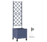 vidaXL Jardinière de jardin avec système d'arrosage et roues, gris, en polypropylène