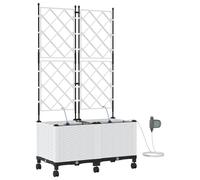 vidaXL Jardinière de jardin avec système d'arrosage et roues, lot de 2, blanche, en polypropylène (PP)
