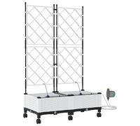 vidaXL Jardinière de jardin avec système d'arrosage et roues, lot de 2, blanche, en polypropylène (PP)