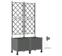 vidaXL Jardinière de jardin avec système d'arrosage et roues, lot de 2, gris clair