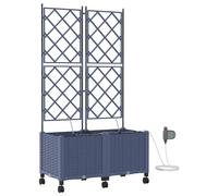 vidaXL Jardinière de jardin avec système d'arrosage et roues, lot de 2, gris, en polypropylène (PP)