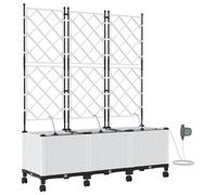 vidaXL Jardinière de jardin avec système d'arrosage et roues, lot de 3, blanche, en polypropylène (PP)