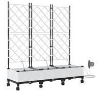 vidaXL Jardinière de jardin avec système d'arrosage et roues, lot de 3, blanche, en polypropylène (PP)