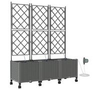 vidaXL Jardinière de jardin avec système d'arrosage et roues, lot de 3, gris clair
