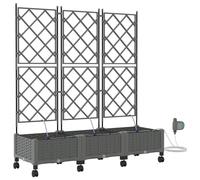 vidaXL Jardinière de jardin avec système d'arrosage et roues, lot de 3, gris clair