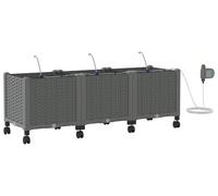vidaXL Jardinière de jardin avec système d'arrosage et roues, lot de 3, gris clair