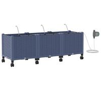 vidaXL Jardinière de jardin avec système d'arrosage et roues, lot de 3, gris, en polypropylène (PP)