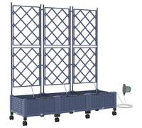 vidaXL Jardinière de jardin avec système d'arrosage et roues, lot de 3, gris, en polypropylène (PP)