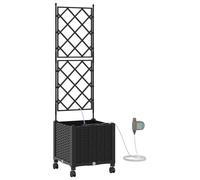 vidaXL Jardinière de jardin avec système d'arrosage et roues, noire, en polypropylène