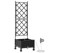 vidaXL Jardinière de jardin avec système d'arrosage et roues, noire, en polypropylène