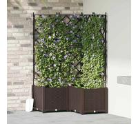 vidaXL Jardinière de Jardin avec Treillis 3 pcs Brun