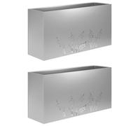vidaXL Jardinière de jardin, lot de 2, argent, 100 x 30 x 49 cm