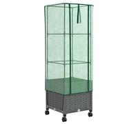 vidaXL : Jardinière d'extérieur avec couvercle de serre et roues, gris clair, en polypropylène