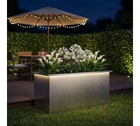 vidaXL Jardinière d'extérieur avec éclairage LED, argentée, 50 x 100 x 48 cm, en acier inoxydable