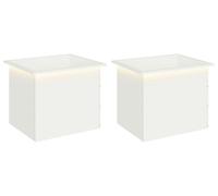 vidaXL Jardinière d'extérieur avec éclairage LED, lot de 2, blanche, 50 x 60 x 48 cm, en acier