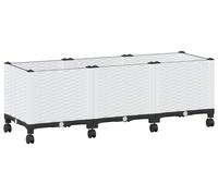 vidaXL Jardinière d'extérieur sur roulettes, blanche, 120 x 40 x 48 cm, en plastique PP
