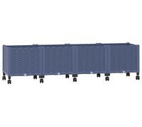 vidaXL Jardinière d'extérieur sur roulettes, bleu-gris, 160 x 40 x 48 cm, en polypropylène