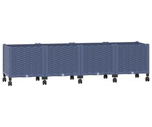 vidaXL Jardinière d'extérieur sur roulettes, bleu-gris, 160 x 40 x 48 cm, en polypropylène