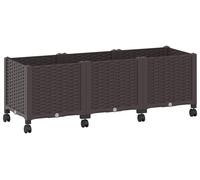 vidaXL Jardinière d'extérieur sur roulettes, couleur marron, 120 x 40 x 44 cm, en plastique PP