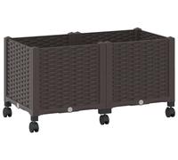 vidaXL Jardinière d'extérieur sur roulettes, couleur marron, 80 x 40 x 44 cm, en plastique PP
