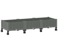 vidaXL Jardinière d'extérieur sur roulettes, gris clair, 120 x 40 x 33 cm, en polypropylène