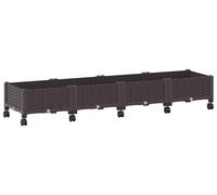vidaXL Jardinière d'extérieur sur roulettes, marron, 160 x 40 x 29 cm, en polypropylène