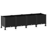 vidaXL Jardinière d'extérieur sur roulettes, noire, 160 x 40 x 44 cm, en plastique PP