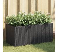 vidaXL Jardinière avec 2 pots noir 72x30x32 cm résine tressée, jardinière d'extérieur, bac à fleurs, bac à tomates, 366422