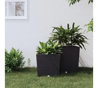 vidaXL Jardinière et intérieur amovible anthracite 21 /32 L rotin PP