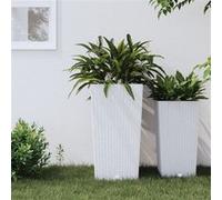 VIDAXL Jardinière blanc rotin - 32,5x32,5x61 cm