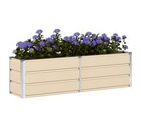 vidaXL Jardinière Ivoire 160 x 40 x 45 cm Acier, Décor de Jardin et terrasse, Pot Moderne, Support en Acier Robuste, pour Plantes d'intérieur et extérieur